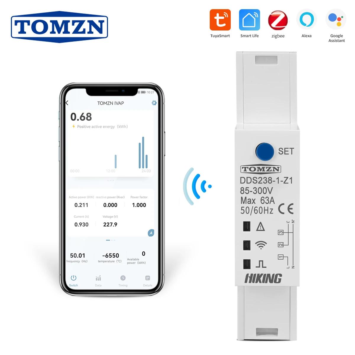 Zigbee TUYA 18mm 63A WIFI Ʈ    Ÿ̸     ȣ ִ kWh 
